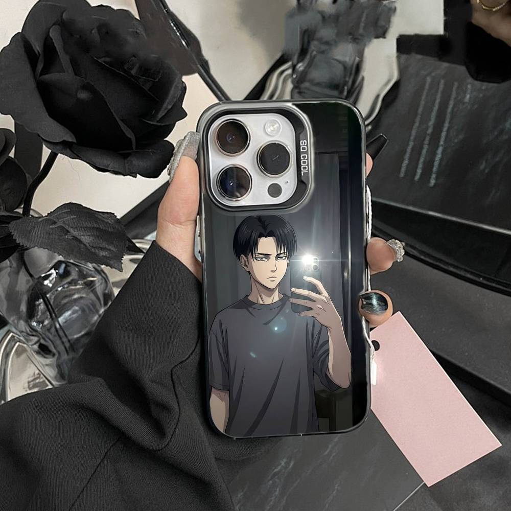 Attack On Titan Levi Ackerman Mobilskal För IPhone 16 17 15 14 12 13 Pro Max Svart Färg Stötsäkert Skydd