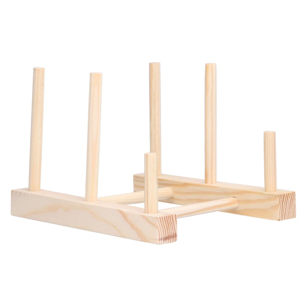 Wooden Dish Plate Drain Rack Non Defrmation Dinnerware Storage Organizer for Dish Plate Bowl Cup Pot Lid