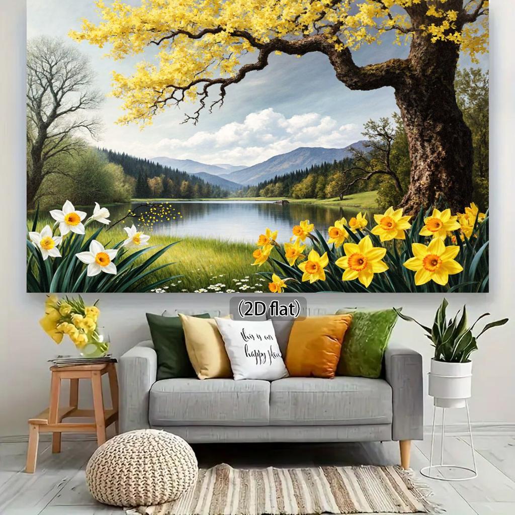 2D 1 piece of serene and natural landscape showcasing vitality and harmony. Suitable for weddings parties exhibitions etc.