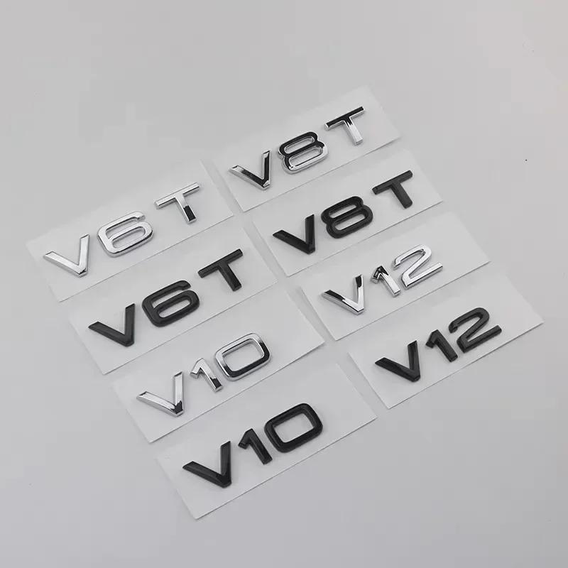 2PCS V6T V8T Emblem ABS 3D badge leaf label V10 V12 side label for A4L A5 A6L A7 Q3 Q6 Q7 car label displacement sticker