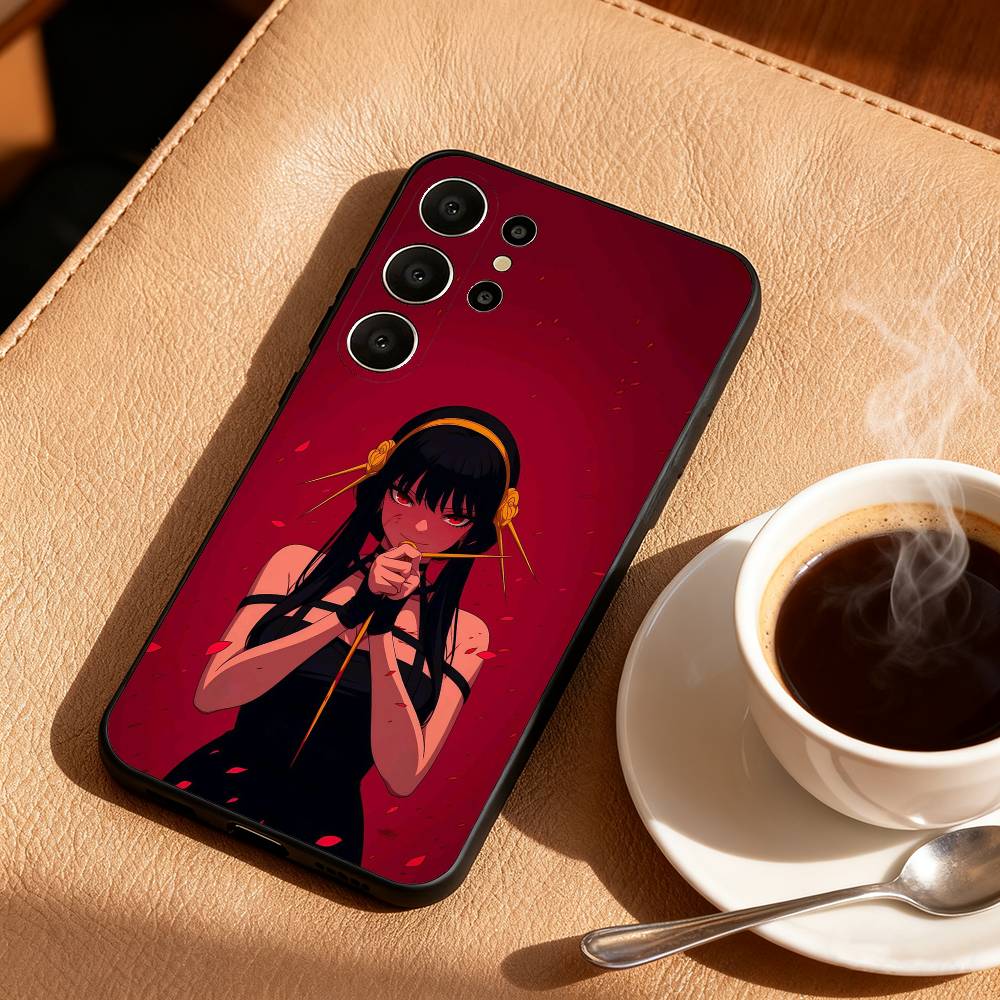 Cool Y-Yor F-Forger Anime Phone Case For Samsung S26,S25,24,23,22,30,21,10,9,Ultra,Plus,Lite,Black Soft Case