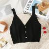 2024 Women's Ice Silk Solid Color Three-Button Knit Vest for Spring/Summer