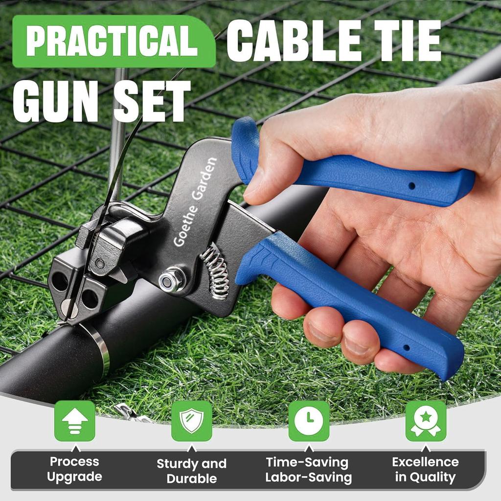 Goethe Garden WCT322 Stainless Steel Cable Tie Gun for Fastening and Cutting 12mm Wide Cable Ties, 4 Sizes Available, Multi-Purpose Cable Tie Gun,