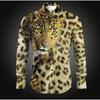 Erkek Leopar Desenli Uzun Kollu Gömlekler Günlük Hırka Yeni Düğmeli Tatil Moda Gömlekler