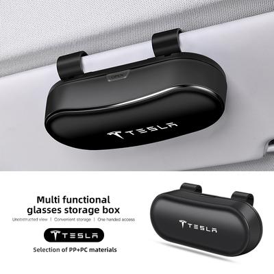 1 Stück Auto-Sonnenblende Sonnenbrillenetui Brillenaufbewahrungs-Clipbox für Model 3 Model Y Model X Model S Cybertruck Roadster SpaceX