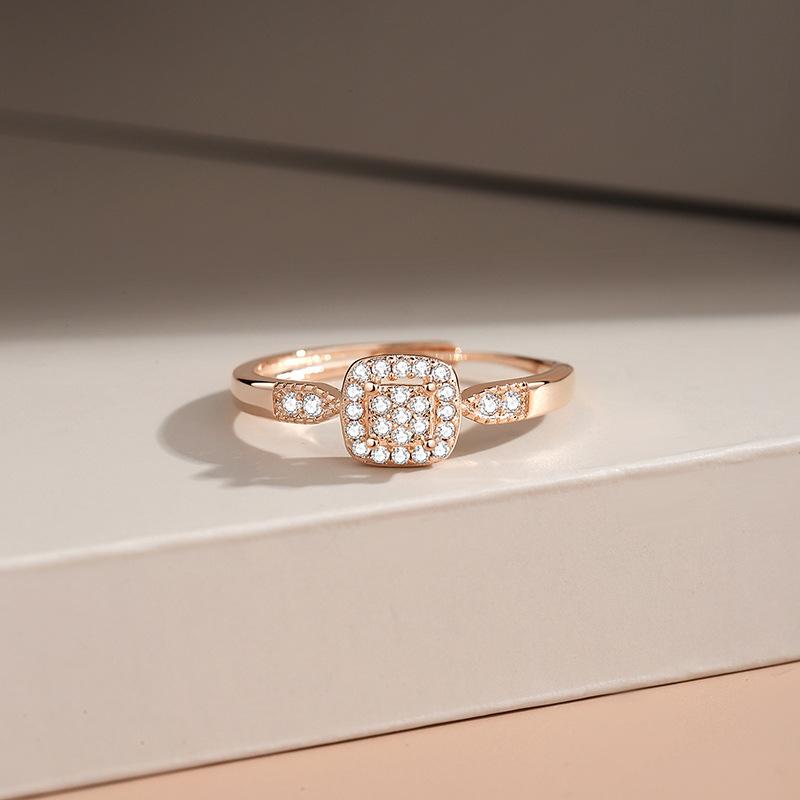 Small Sugar Cube Ring Women's Light Luxury Niche Design Open Ring