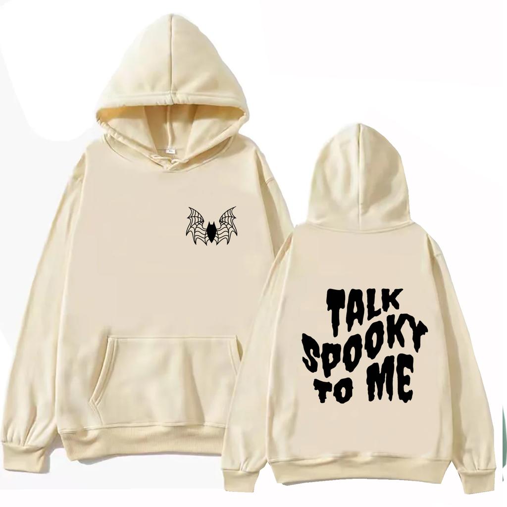 Talk Spooky To Me Halloween Spooky Hoodie Women and Man Printing Spring and Summer Halloween Party Casual Long Sleeve