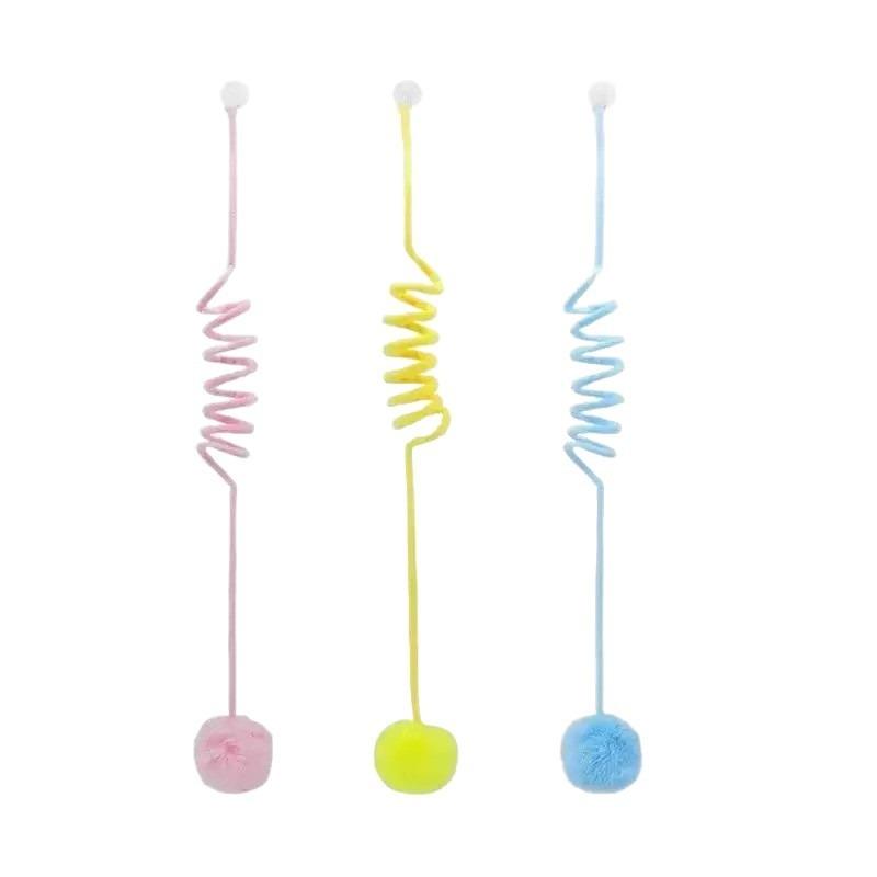 Cat Toy Suction Cup Spring Rabbit Fur Ball Stretchable Elastic Rope Bite Resistant Self Interactive Cat Teaser