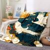 1 Stück leichte Flanelldecke mit Kranich- und Blumenmuster, bequeme und warme Decke, für Büro und Camping, Sofa, Bett, Wohnzimmer076