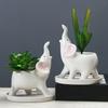Elefant Dekorative Keramik-Blumentopf für Sukkulenten – Mini-Kaktus-Pflanzgefäß mit Ständer, Elegante Wohn-Garten-Dekoration