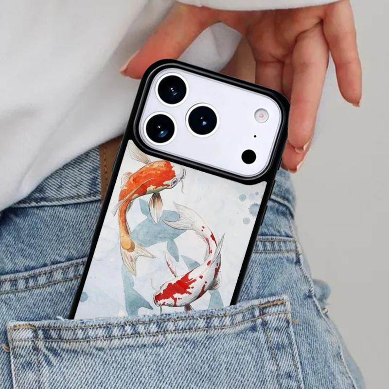 Ying Yang Koi Fish Phone Case for iPhone 17ProMax 12 13 14 15 16e 17 Pro Max Plus Air Cover