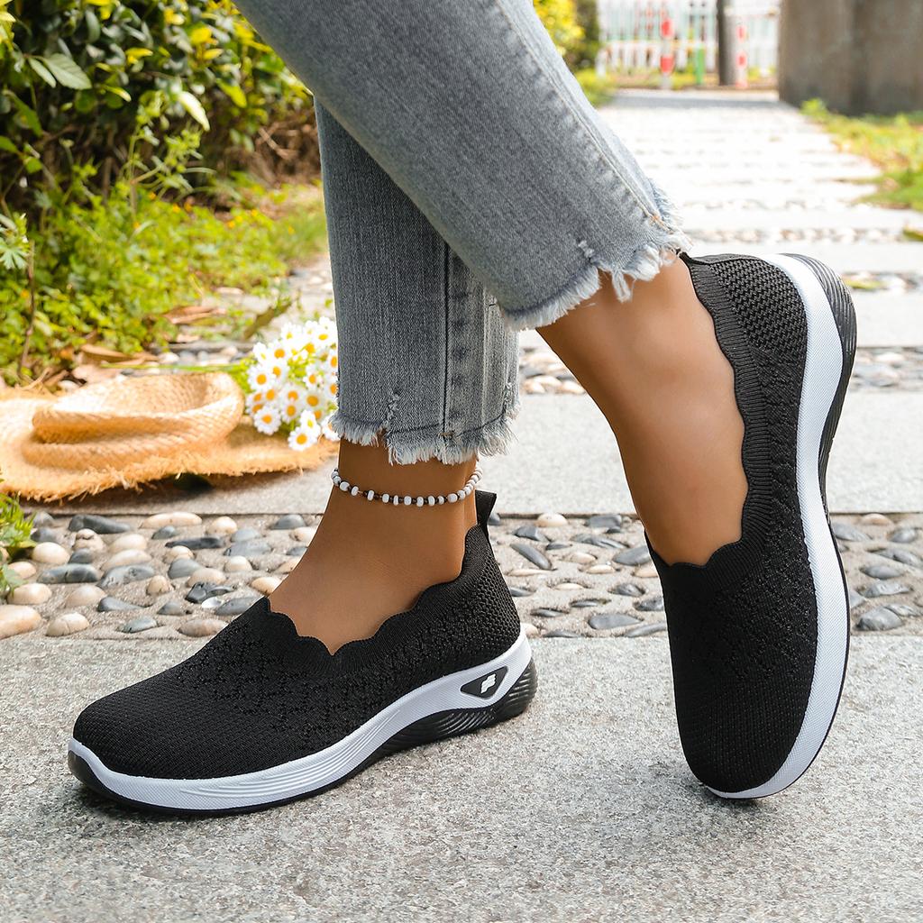 Women Shoes Orthopedic Knit Walking Shoes Breathable Slip-On Loafers Soft Non-Slip Wedge Sneakers Comfortable Casual Footwear