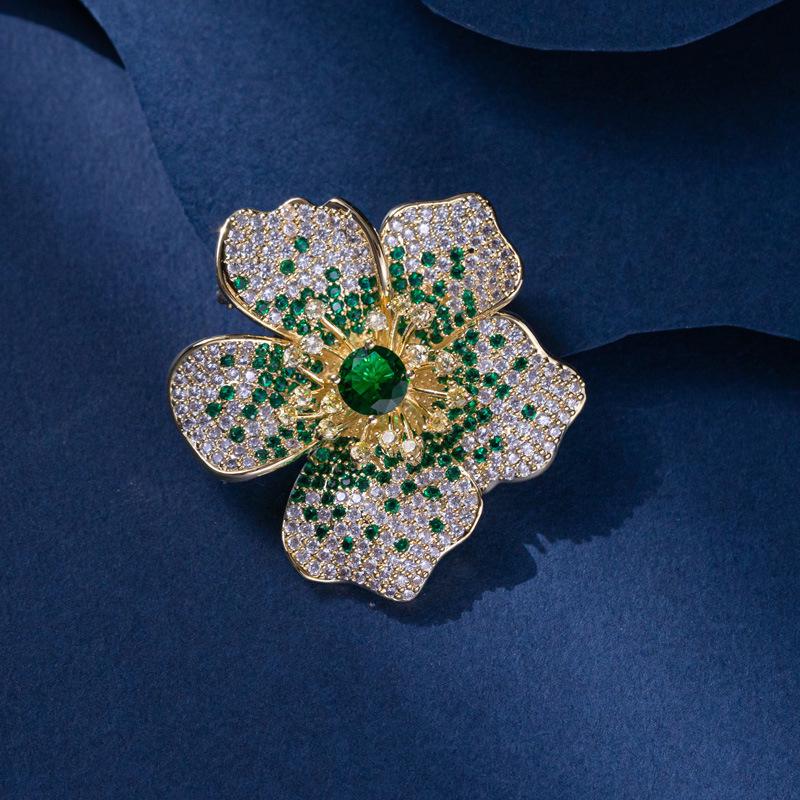 Bo Xin Yun Luxurious Peony Brooch with Zirconium Stones for Evening Gowns
