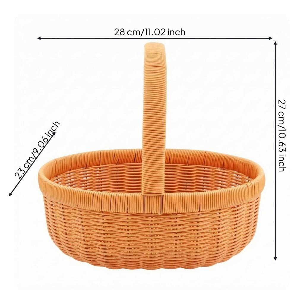 Woven Basket with Handle | Decorative, Oval Shopping Basket, Portable, for