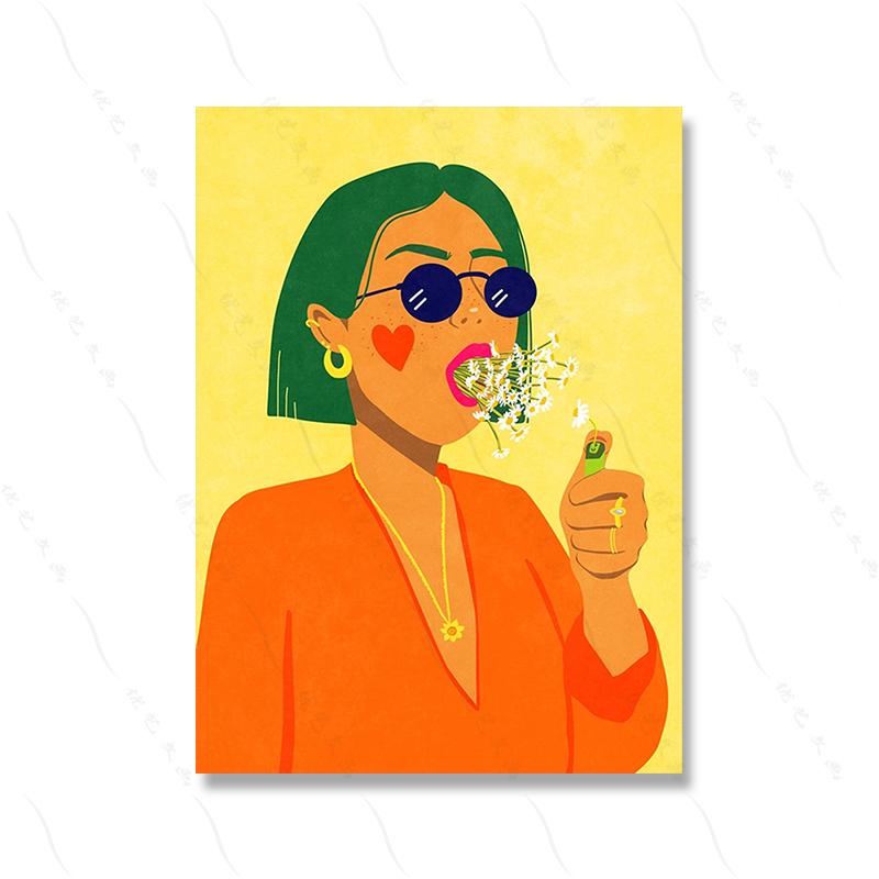 

Носіння квітів Настінні картини Куріння квітів Барвистий абстрактний плакат і принти Дівчина Сила Декор стін Кухня Картина на полотні 30x40cm No Framed