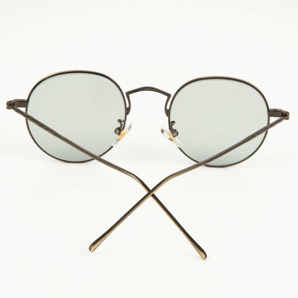 Color Lens Flat Boston Metal Frame Sunglasses Vintage Trend UV400 for Men and Women with Soft Hard Case [What Say] & (Light Green/Antique Gold)