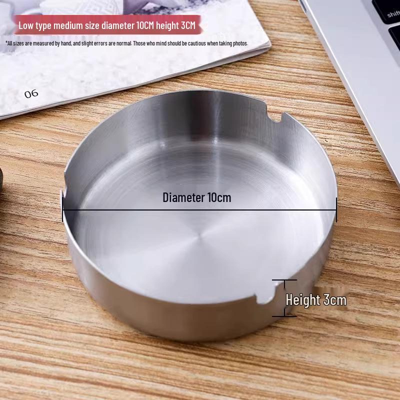 High-End Stainless Steel Ashtray - Modern, Anti-Fly Design for Home or Office
