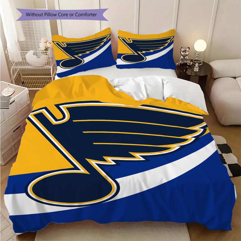 St. Louis Blues Pattern Bedding Quilt Set Quilt Cover Pillowcase Home Decoration Birthday Gift (1 * duvet cover + 2 * pillowcase, without core)