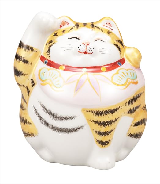 Kutani Ware Iwataya No. 4 Lucky Beckoning Cat with Gold Leaf K9-1548