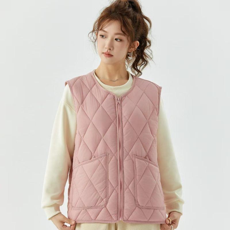 Large size autumn and winter down cotton vest women's new light and enlarged liner vest warm backing vest jacket