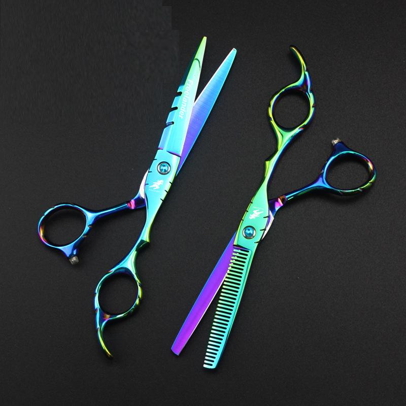 SY5 God Walker Green Hairdressing Scissors Set: Straight & Thinning Scissors (Model SY5-0402)