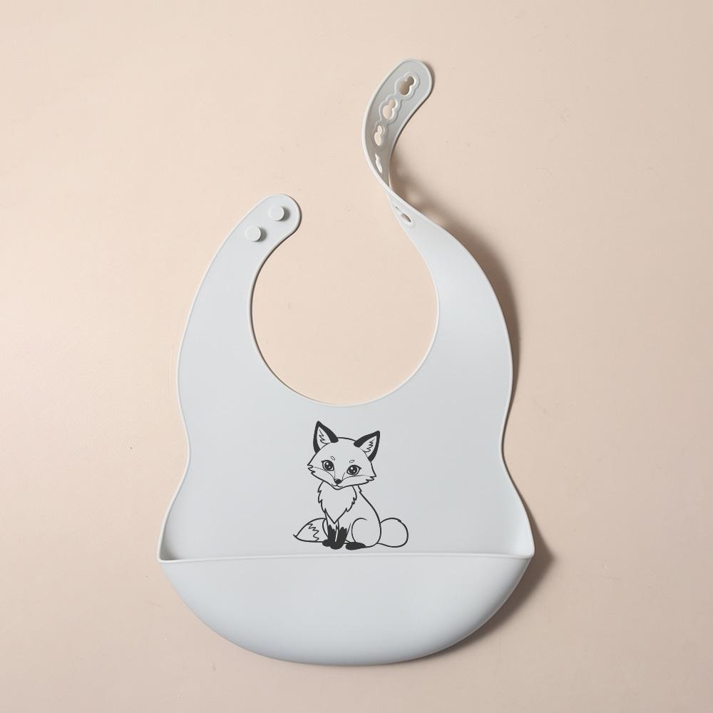 NEW Custom Cartoon deer rainbow Silicone Baby Bib with & pattern Food-Grade solid Feeding Bib DZ31