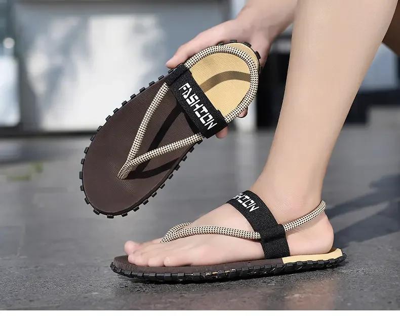 

Men s Two-wear Sandals Fashion Beach Shoes Color Matching Elastic Band Comfortable Trendy Wear-resistant Large Size 40