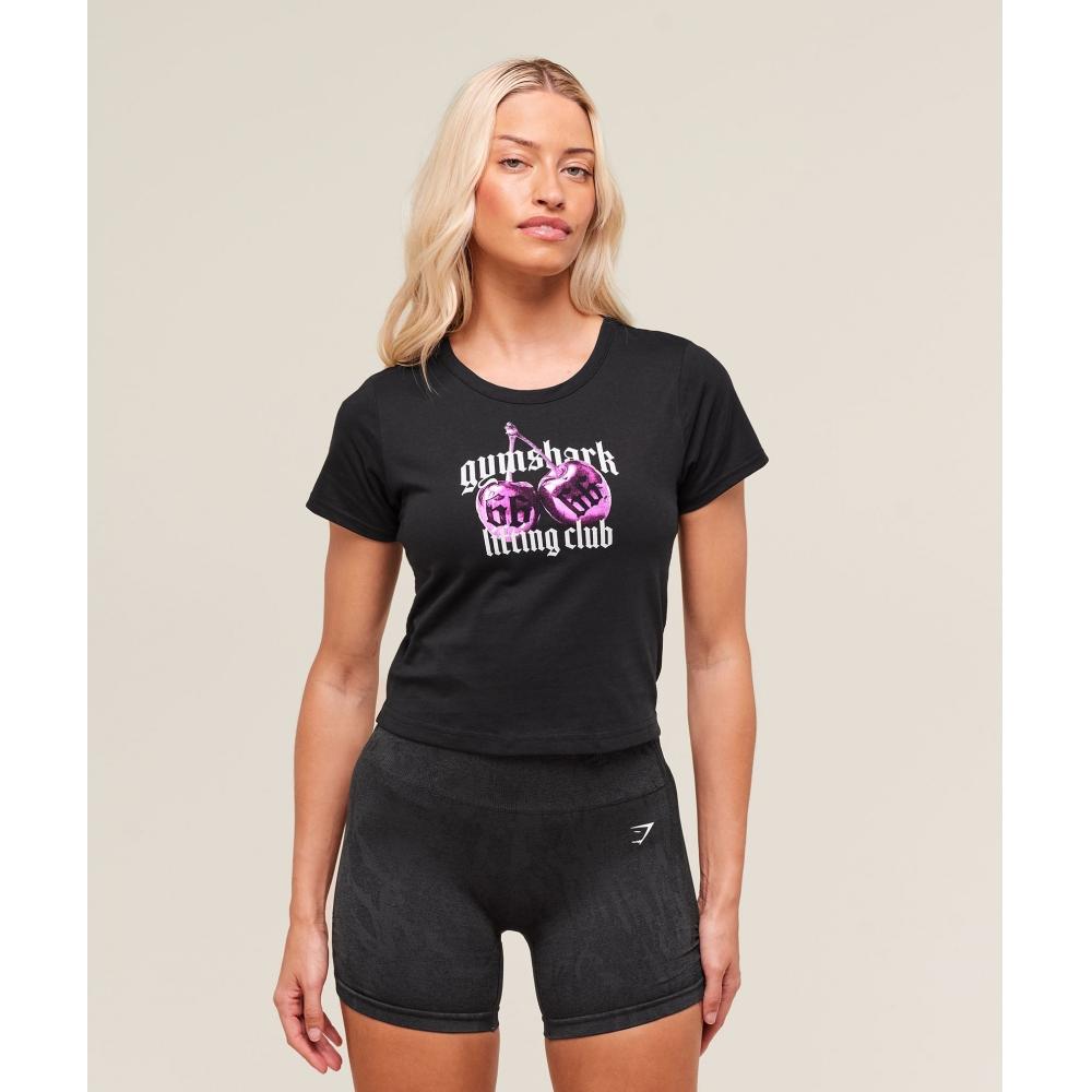 Gymshark Cherry Graphic Baby Tee Black B3c9u Bb2j
