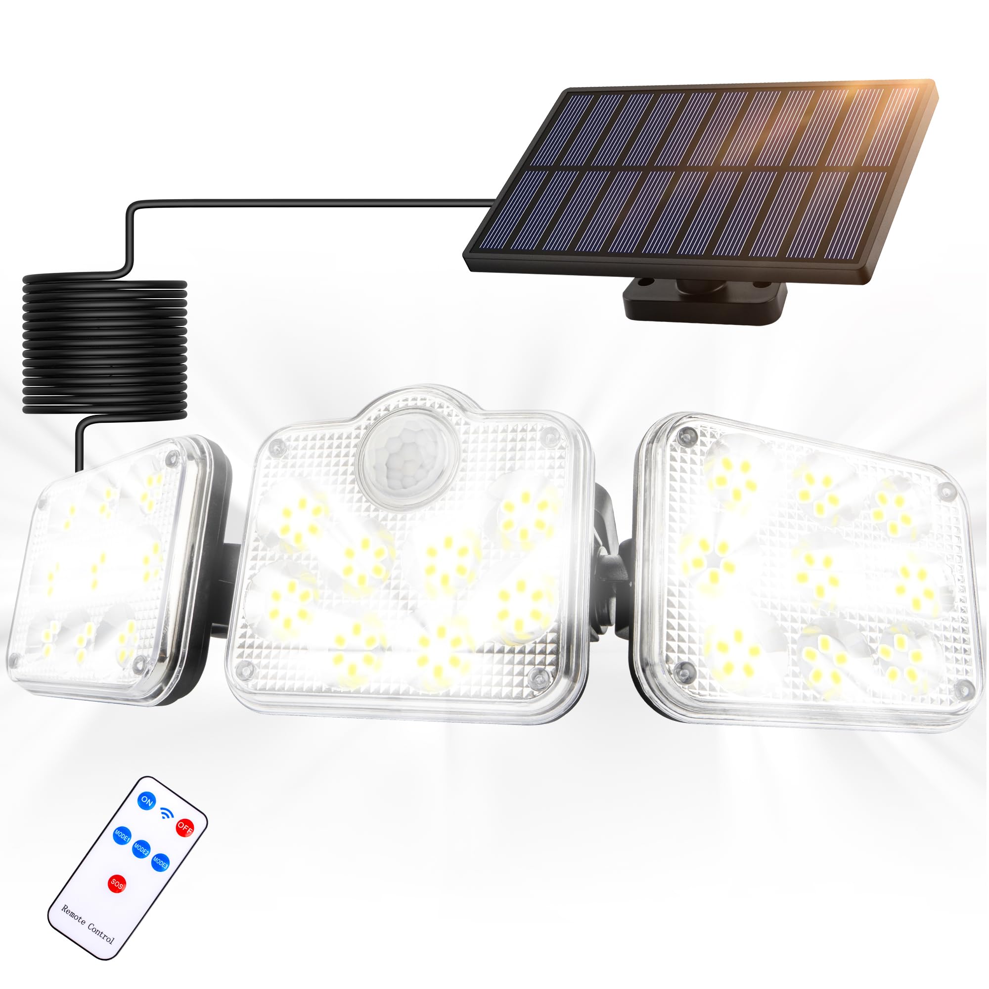 

COPPOR Solar Outdoor Sensor Light, Separate Motion Sensor, 3000 Lumens, 3-Sided Lighting, 2400mAh High Capacity, Fully Waterproof, 3 Intelligent