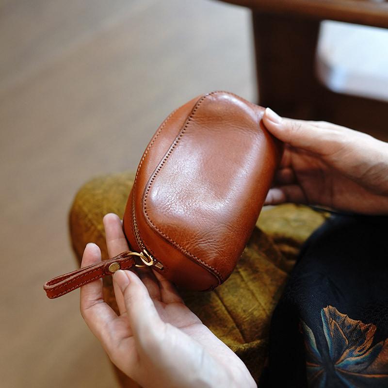 IELGY Retro Soft Leather Texture Portable Portable Portable Zipper Coin Purse