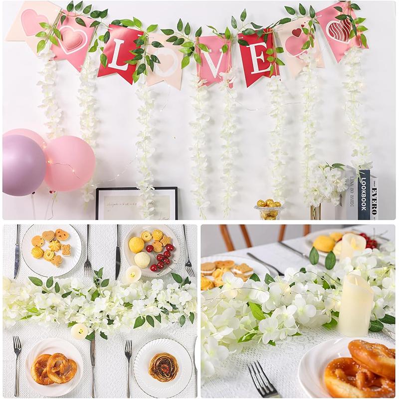 1/3/5/12Pcs Artificial Flowers Silk Wisteria Vine Fake Silk Hanging Flower for Wedding Party Garden Outdoor Home Wall Decoration