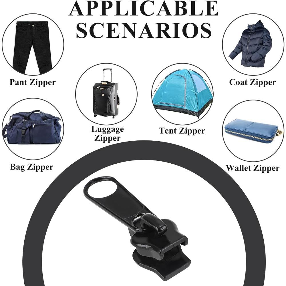 12pcs Instant Zipper Universal Instant Fix Repair Kit Replacement Zip Slider Teeth Multifunctional Clothing Replacement Zipper