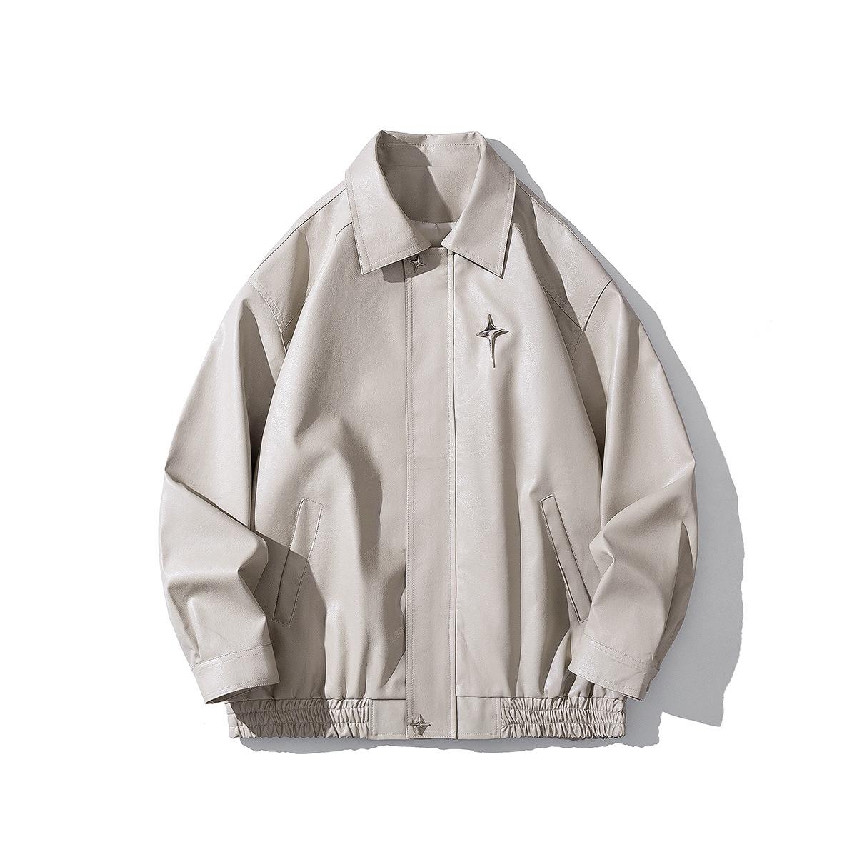 Новая куртка из искусственной кожи мужская весенняя свободная модная универсальная куртка — фото 3