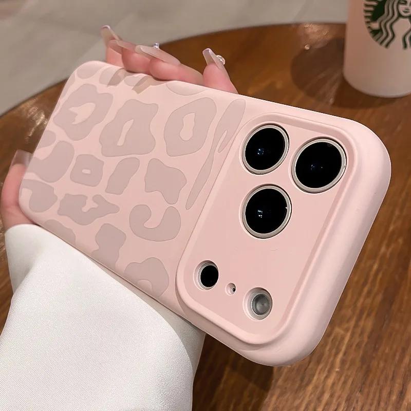 Luxury Leopard Pattern Liquid Silicone Case For iPhone 17 16 Pro Max Soft Silicone Shockproof Camera Control Button Cover