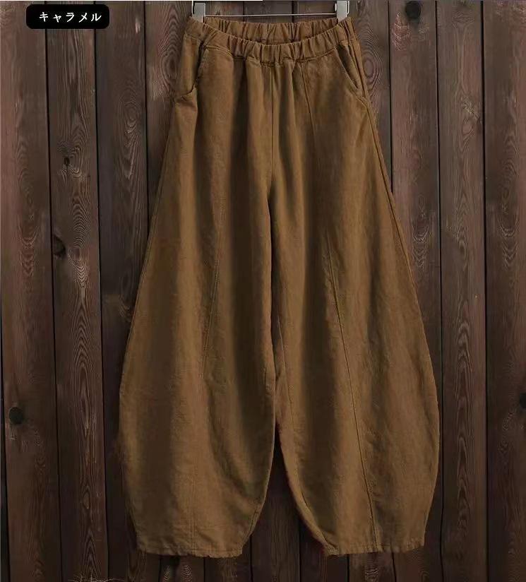 Pantaloni a Lanterna da Donna Taglie Forti in Cotone e Lino Stile Giapponese - Primavera/Autunno 2022