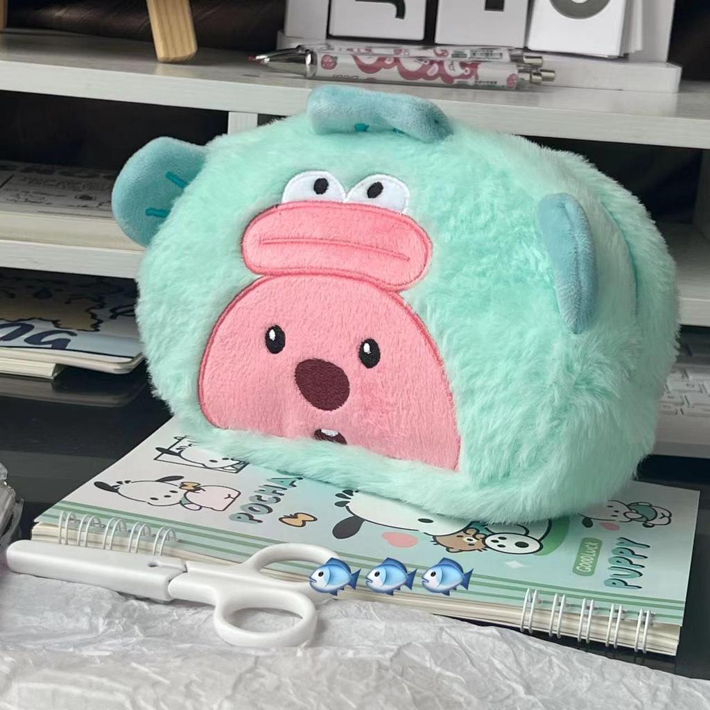 Japanese Cartoon Girl Large Capacity Plush Pacha Dog Pencil Case for Junior High Students