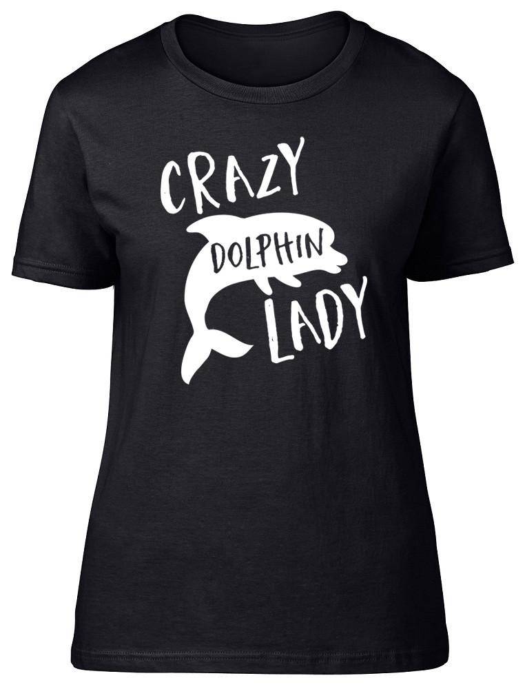 Crazy Dolphin Lady Unisexs Ladies Short Sleeve Fitted TShirt
