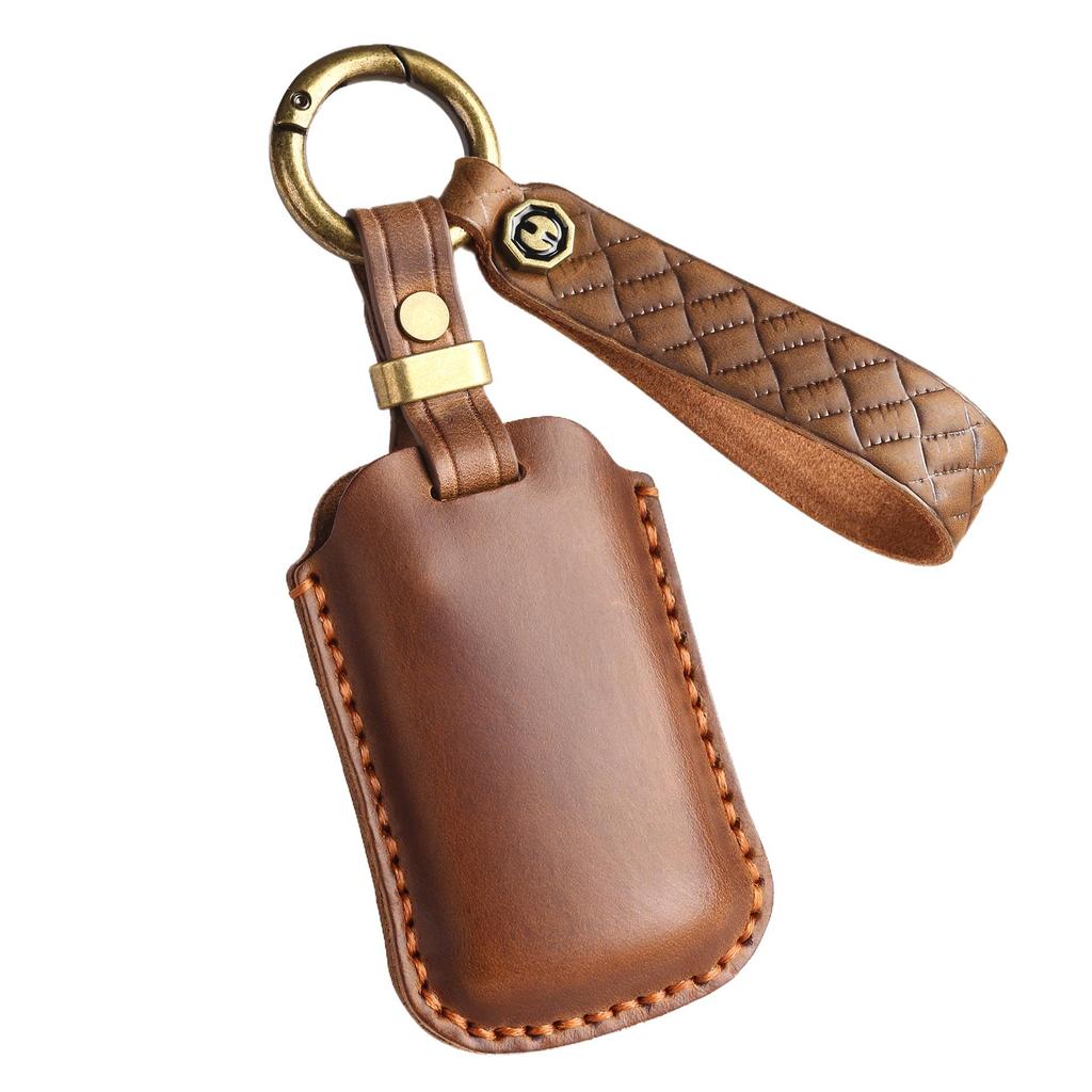 Handmade Cowhide Key Cover for KIA K9 - Retro Style Protective Shell with Buckle