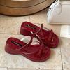 Summer Concise Open Toe Women Slippers Fashion Platform Wedges Heel Shoes Beach Dress Female Slides