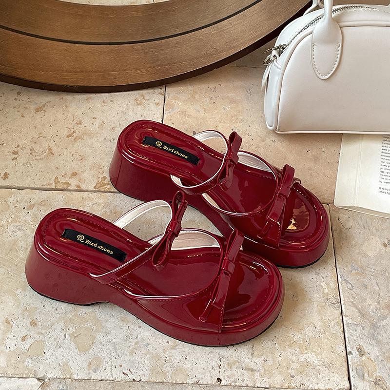 Summer Concise Open Toe Women Slippers Fashion Platform Wedges Heel Shoes Beach Dress Female Slides