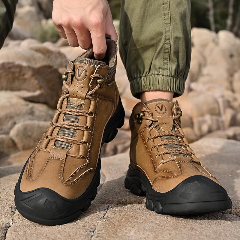 Fashion Handmade Men Hiking Shoes Genuine Leather Mens Walking Shoes All-match Men's Basic Boots Outdoor Men Winter Plush Snow Boots