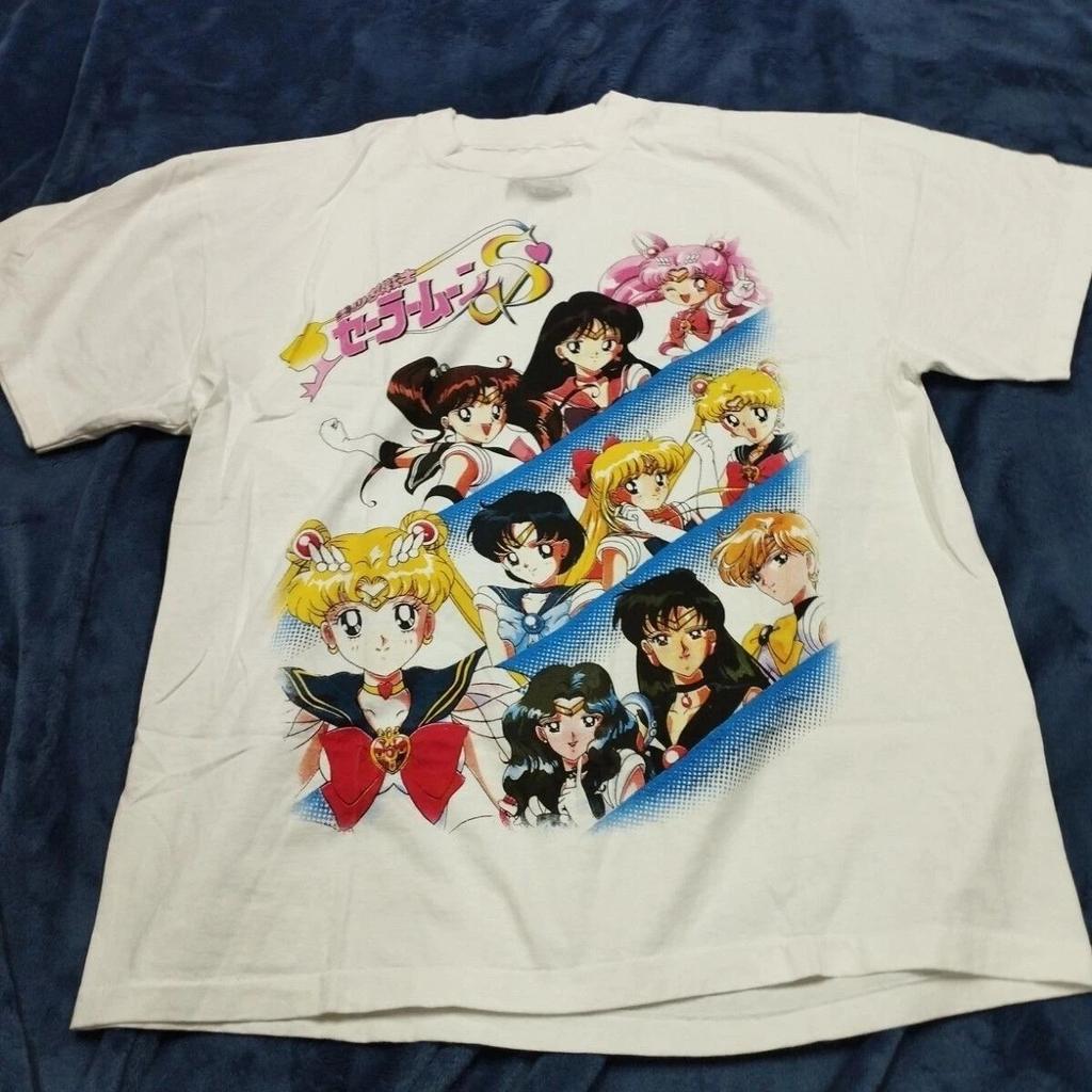Japanese Sailor Moon Usagi Anime 90s White Short Sleeve Unisex Summer New Retro Men and Women Streetwear