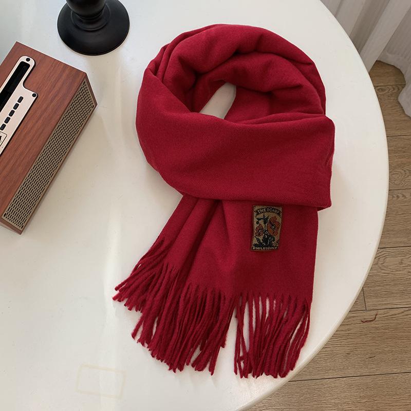 Autumn and Winter Warm Scarf for Women Korean Versatile Single Color Shawl Soft Solid Color Anti Cold Scarf