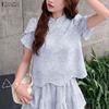 Elegant Women Casual Round Neck Short Sleeve Blouse