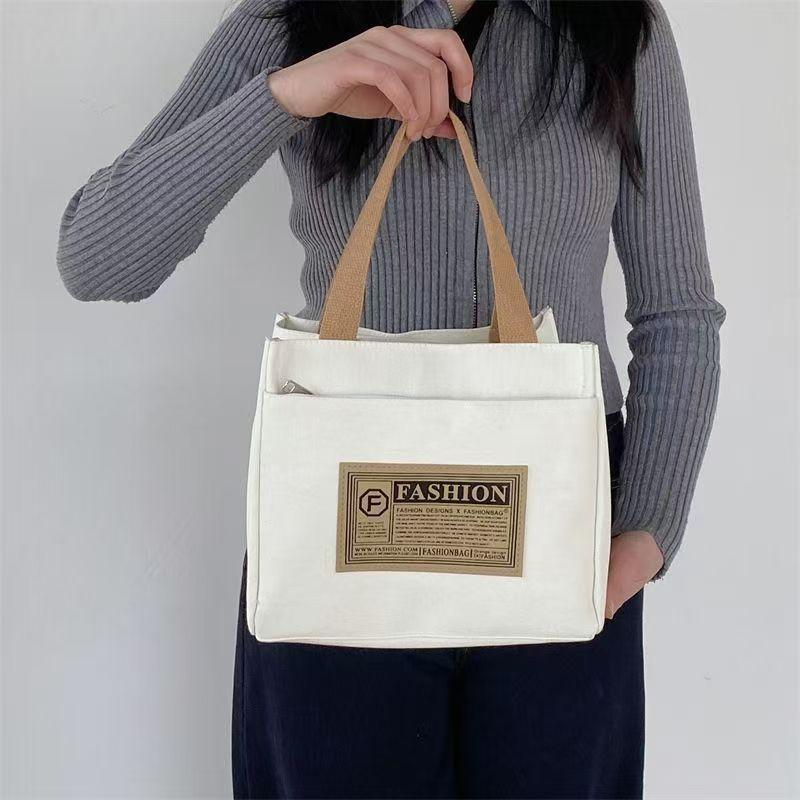 Simple Portable Pattern Versatile Handbag Office Worker Casual Travel Lunch Tote Bag