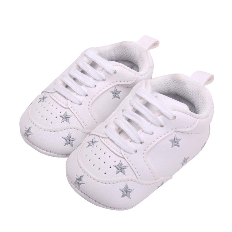 Babyschuhe Neugeborene Jungen Mädchen Herz Stern Muster Lauflernschuhe Kinder Kleinkinder Schnürschuhe PU Turnschuhe