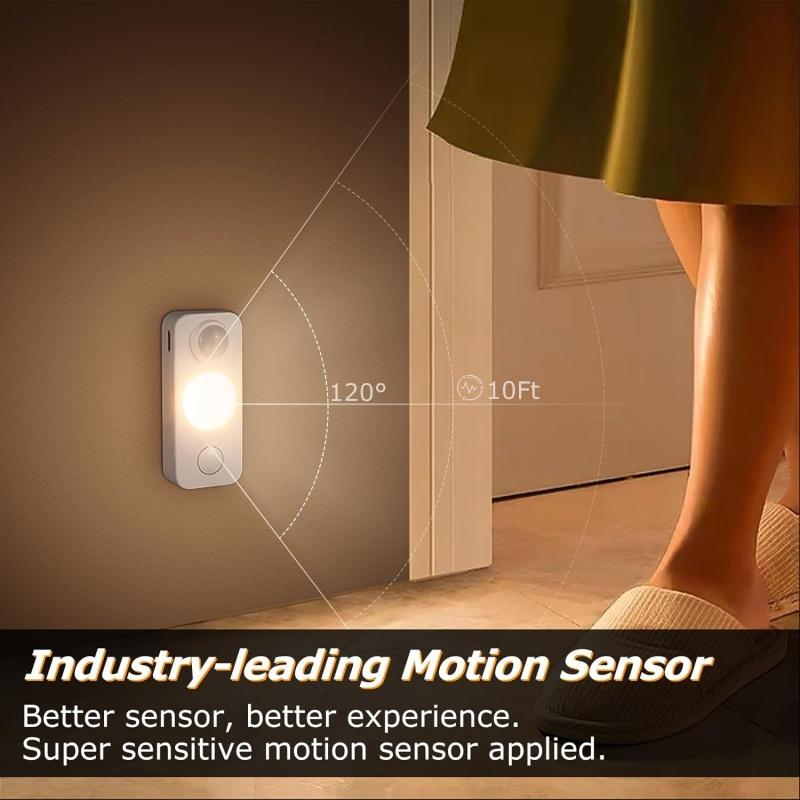 4pcs LED Motion Sensor Lights Rechargeable Cabinet Wireless Energy Saving for Closet Drawer Shelf Under Cabinet Light