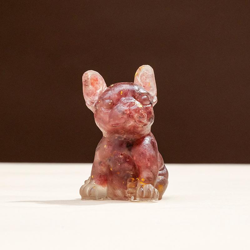 French Bulldog Crystal Gravel Colourful Loveliness Dog Figurine Crafts Souvenir Home Decor Stone Gift