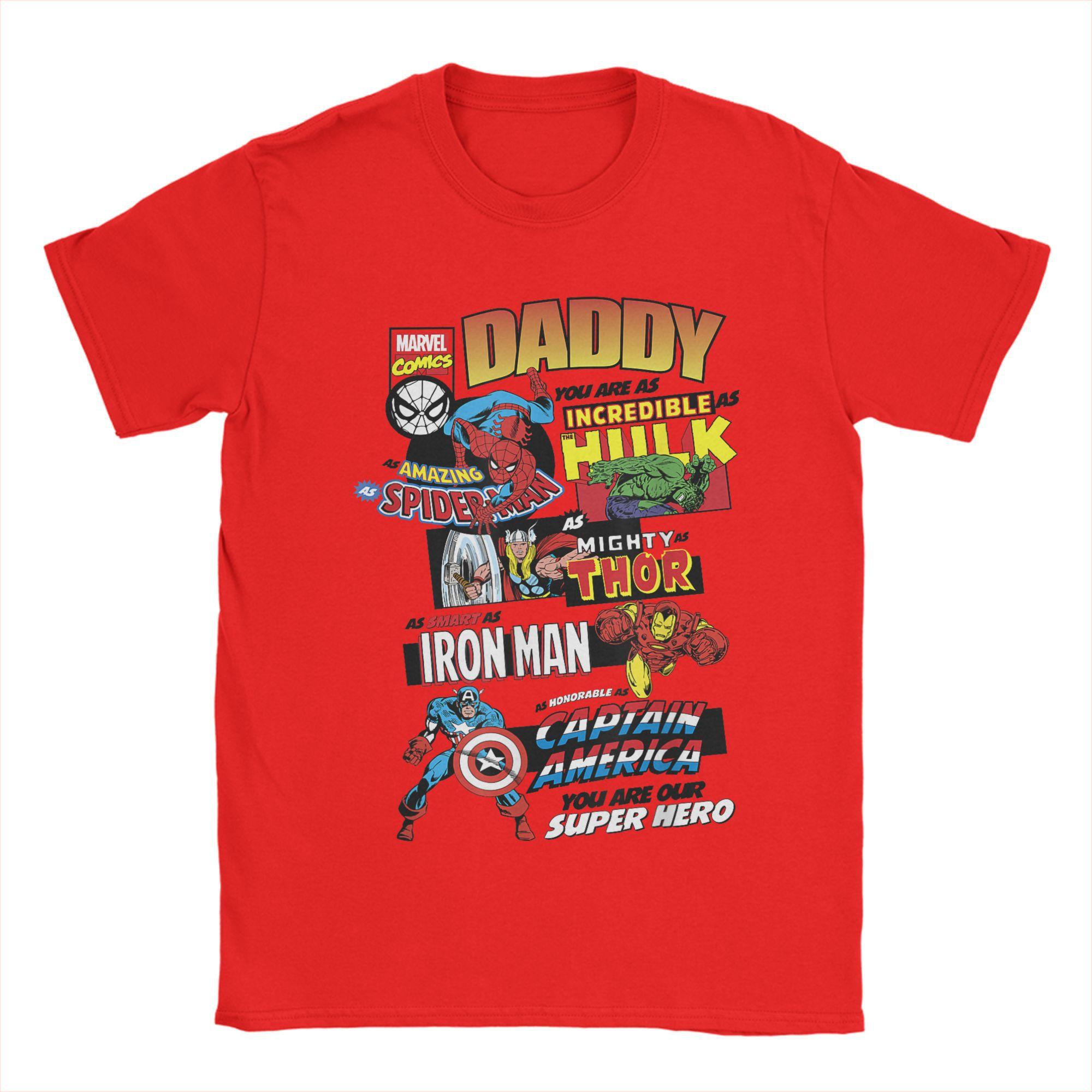 Мстители День отца Ретро Комикс Папа Футболка Мужская Мультяшная Смешная Хлопковая Футболка С Круглым Вырезом и Коротким Рукавом Уникальный мерч S