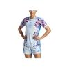 adidas Spain Away Color Block Striped Breathable Short Sleeve Football Shirt Women Tops Glowing-Blue HT4315